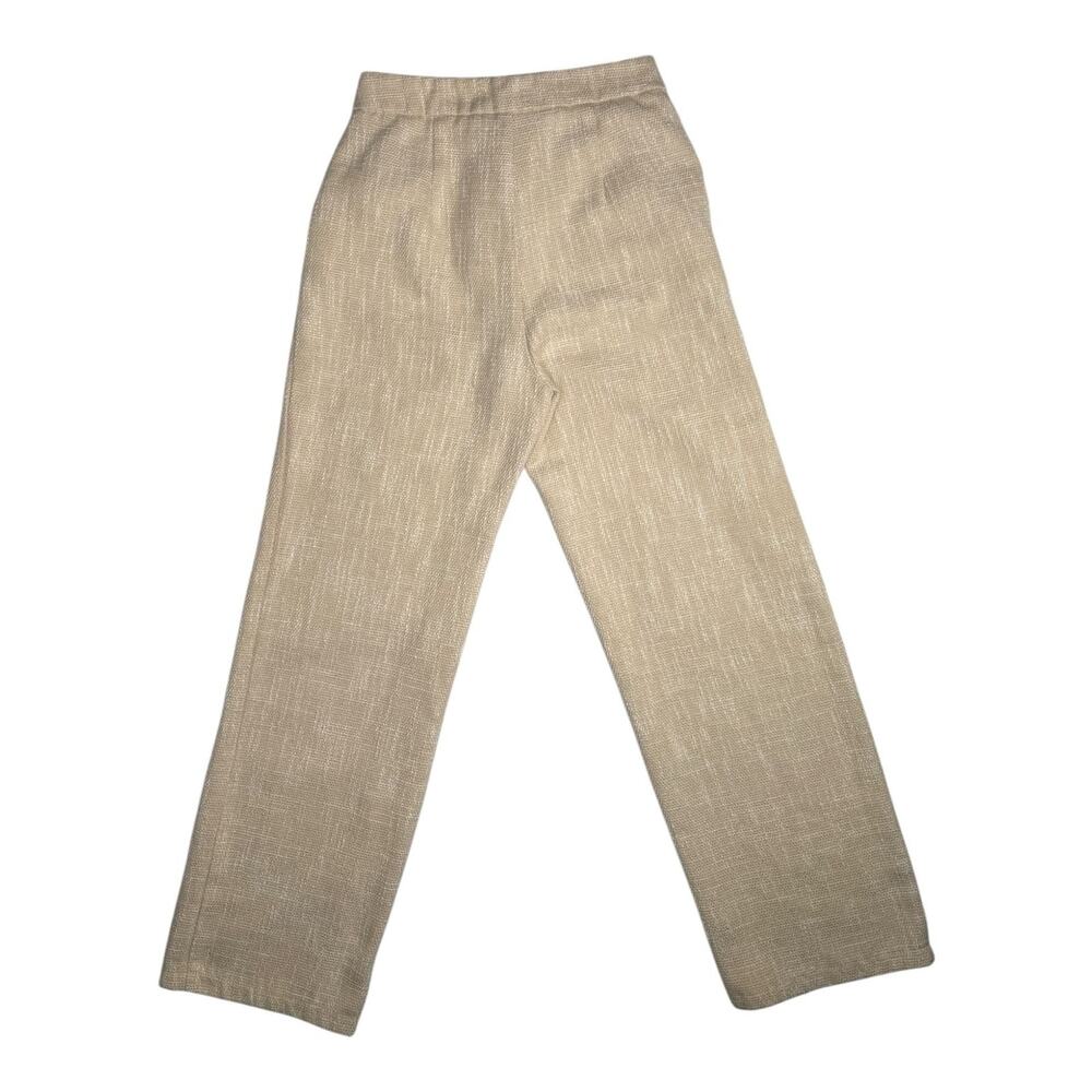 SHEIN Slub Texture High Waisted Straight Leg Pants in Oatmeal Beige